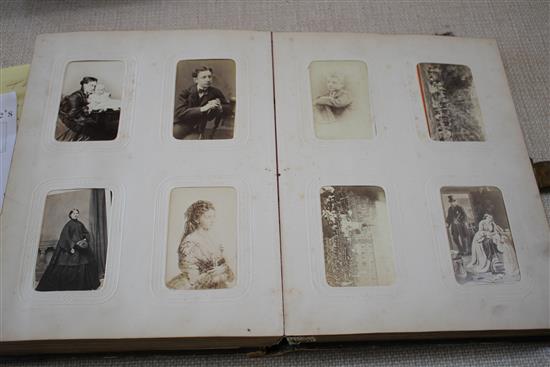 A Victorian photograph album containing 224 cabinet photographs of military figures, politicians, dignitaries, etc., qto, green moroc